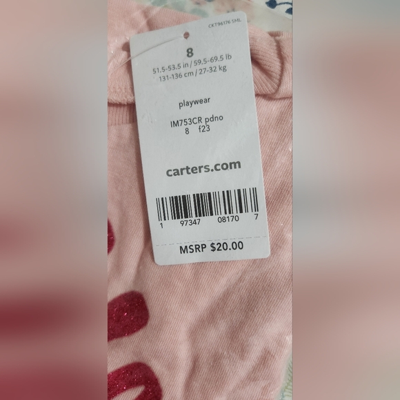 **NEW W TAG** Barbie Dolls Pink Glitter Sz 8 Big Girls Shirt Carter's Retail $20 - Picture 3 of 5